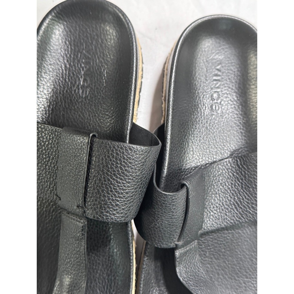 Vince Black Leather Espadrille Thong Sandals Casual Summer Shoes - Picture 6 of 6
